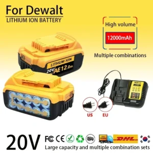 סוללת ליתיום חילופית DCB200 20V 12.0Ah חדשה עבור Dewalt 18V DCB184 DCB200 DCB182 DCB180 DCB181 DCB182 DCB201 DCB206.