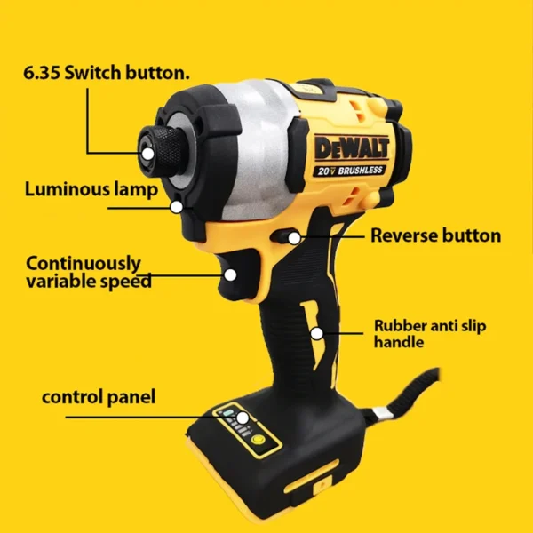 ⁦Dewalt dcf850 3250 סל מברג אלחוטי 205n · מ 'brushless השפעה נהג ליתיום השפעה נהג מקדחה 20v סוללה⁩ – תמונה ⁦3⁩